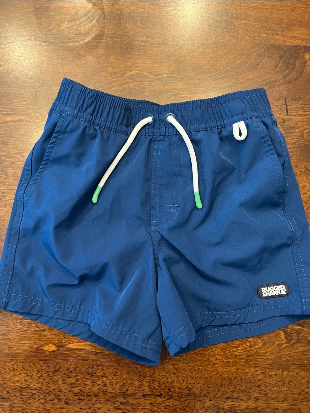 Rugged Shark Boys Blue Swim Trunks Mesh Lined Size Small 6-7